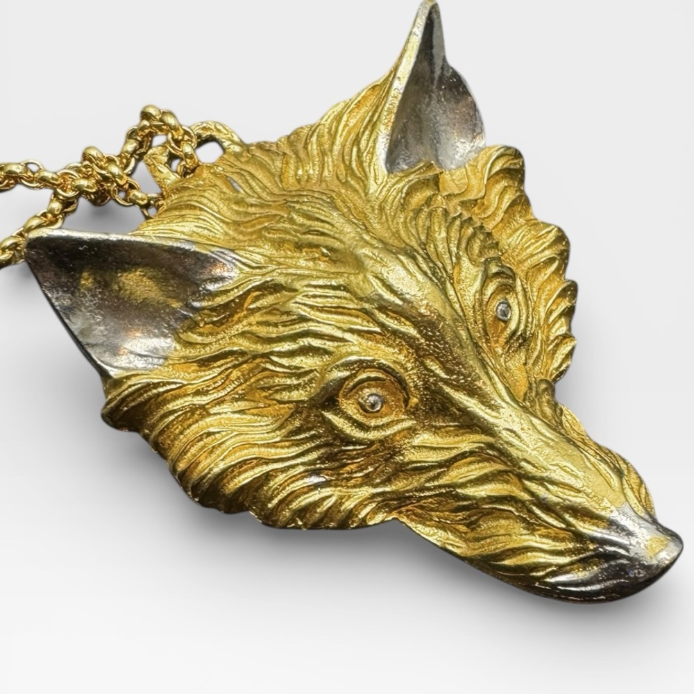 HARRY ROSENFELD Rare Vintage Figural WOLF Head Pendant Necklace - Picture 8 of 12